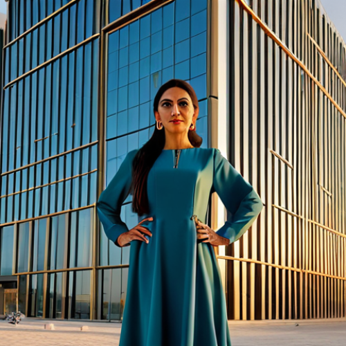 Home 6 **
"A professional female architect in a modest, stylish dress, standing in front of a completed modern building in Dubai at sunset, fully clothed, appropriate attire, safe for work, perfect anatomy, correct proportions, professional photograph, family-friendly, high resolution, detailed architecture, warm lighting, clear sky."
**